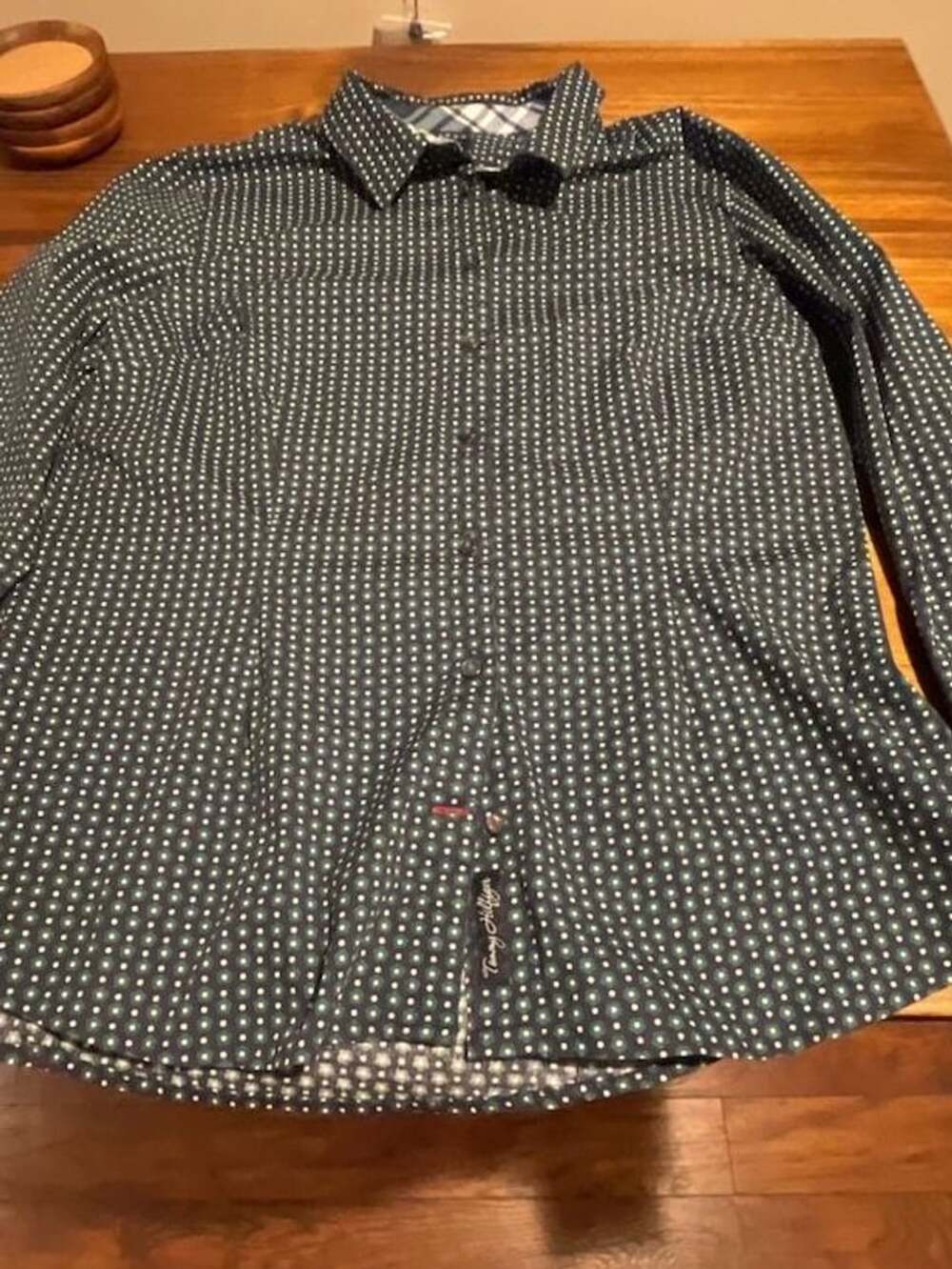 Women's Long Sleeve Button-Up Shirt Blouse Green Geometric